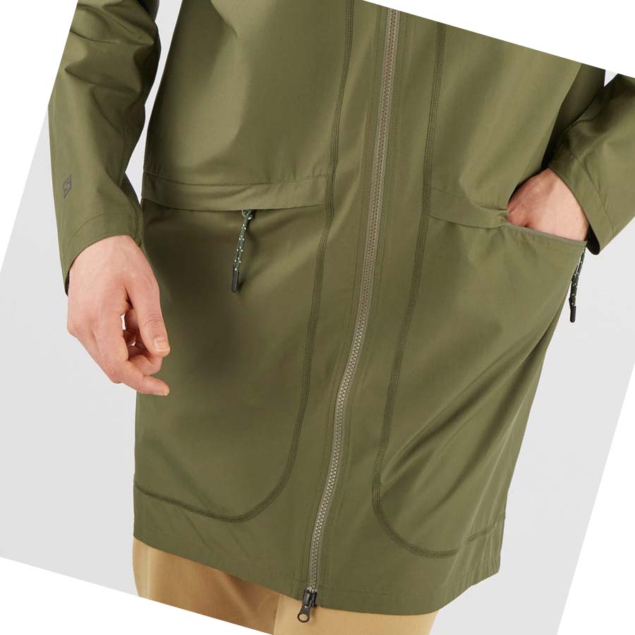 Chaquetas Salomon OUTLIFE LONG PACKABLE WINDBREAKERS Mujer Verde Oliva | MX 2466ZUT